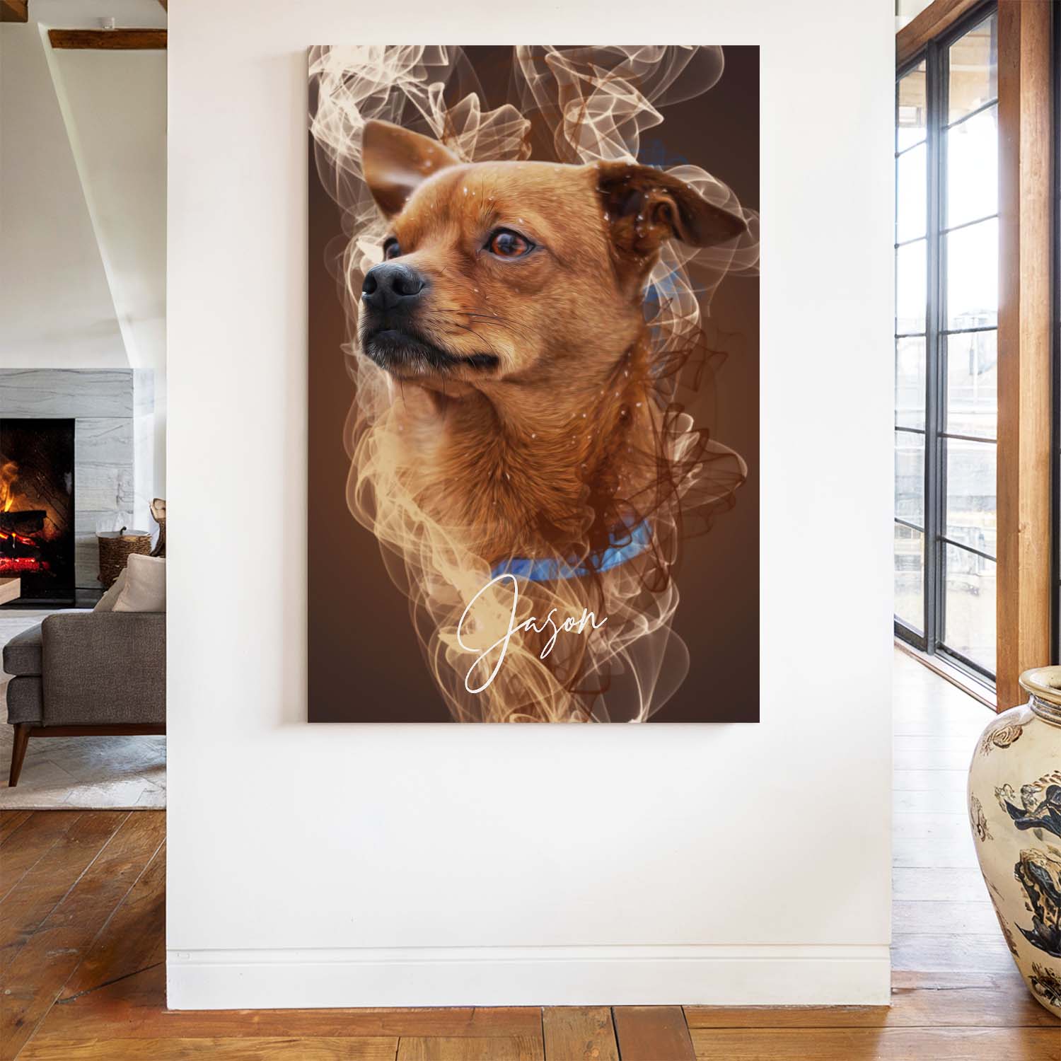 Hundeportrait auf Leinwand personalisiert