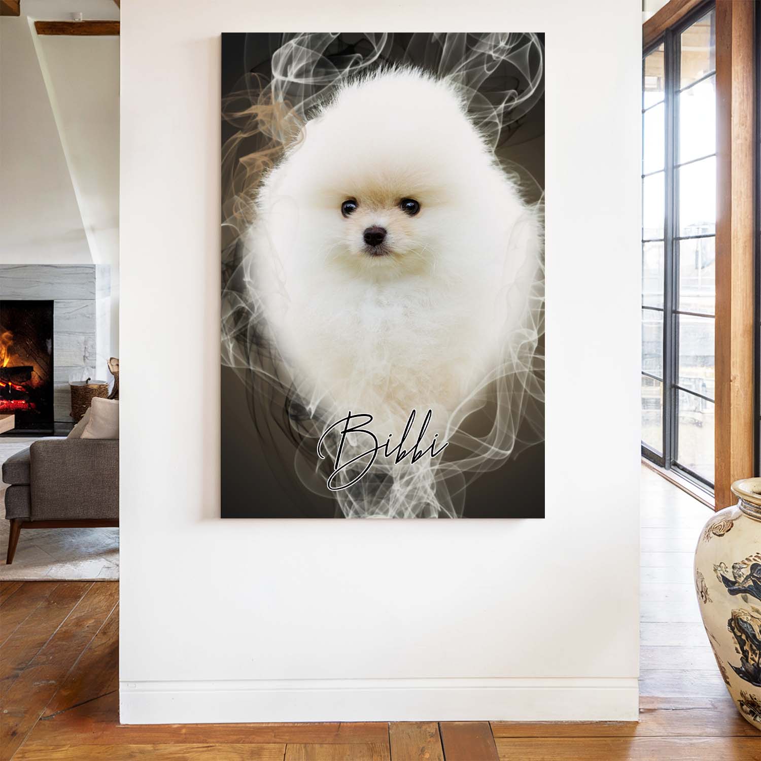 Hundeportrait Leinwandbild Rauch Stil
