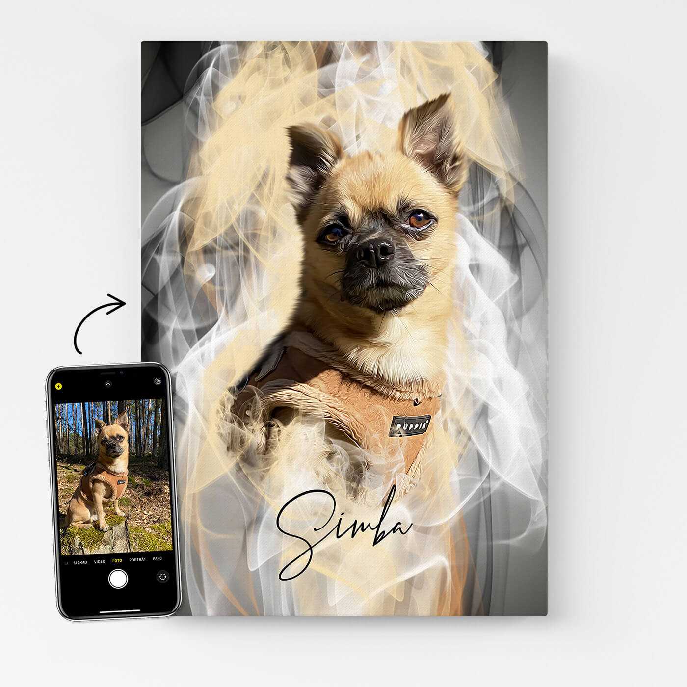 Hundeportrait Rauch Stil personalisiert